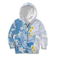 Blue Hawaii Shark Tattoo Kid Hoodie Puakenikeni Lei Plumeria Polynesian Pattern