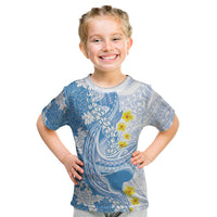 Blue Hawaii Shark Tattoo Kid T Shirt Puakenikeni Lei Plumeria Polynesian Pattern