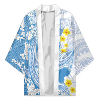 Blue Hawaii Shark Tattoo Kimono Puakenikeni Lei Plumeria Polynesian Pattern