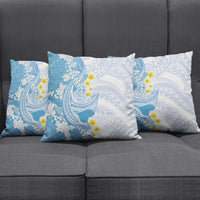 Blue Hawaii Shark Tattoo Pillow Cover Puakenikeni Lei Plumeria Polynesian Pattern