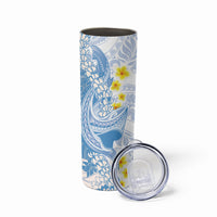 Blue Hawaii Shark Tattoo Skinny Tumbler Puakenikeni Lei Plumeria Polynesian Pattern