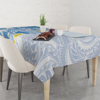 Blue Hawaii Shark Tattoo Tablecloth Puakenikeni Lei Plumeria Polynesian Pattern