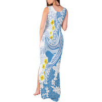 Blue Hawaii Shark Tattoo Tank Maxi Dress Puakenikeni Lei Plumeria Polynesian Pattern