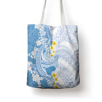 Blue Hawaii Shark Tattoo Tote Bag Puakenikeni Lei Plumeria Polynesian Pattern