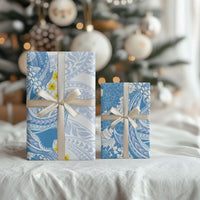 Blue Hawaii Shark Tattoo Wrapping Paper Puakenikeni Lei Plumeria Polynesian Pattern