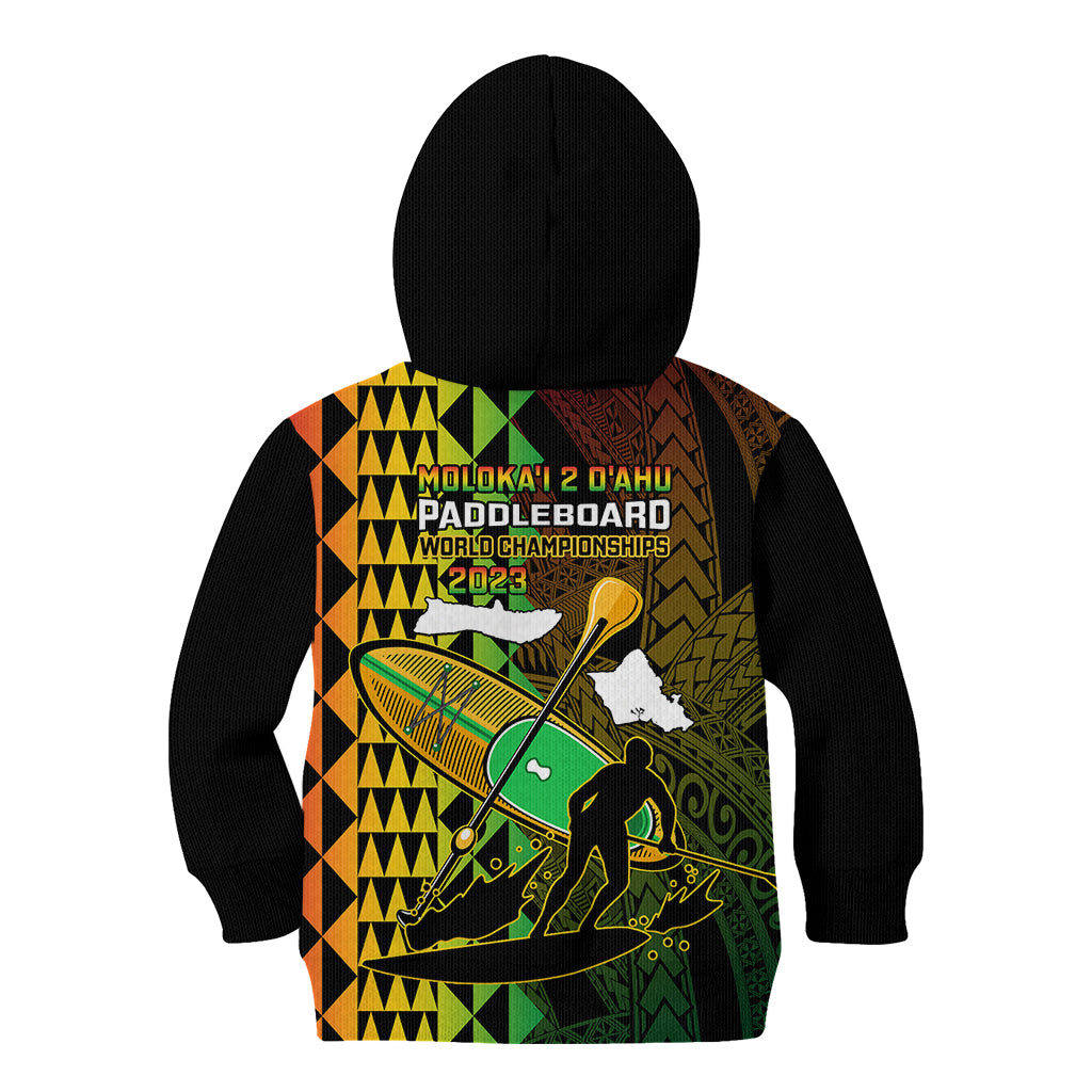 Paddle Board Hawaii Kid Hoodie Molokai 2 Oahu World Championships Kakau Pattern LT14 - Polynesian Pride