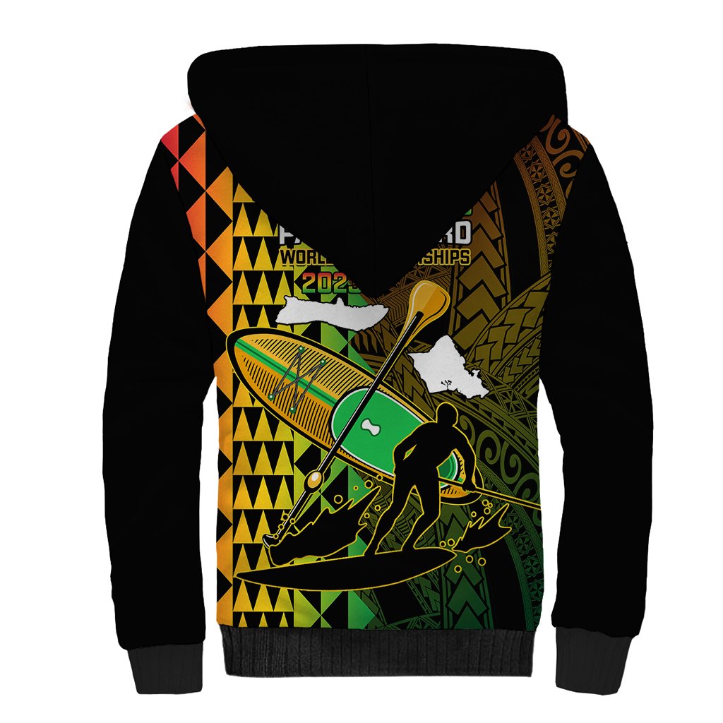 Paddle Board Hawaii Sherpa Hoodie Molokai 2 Oahu World Championships Kakau Pattern LT14 - Polynesian Pride