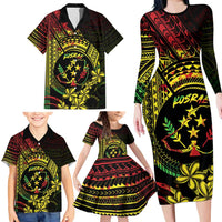 Reggae Kosrae Liberation Day Family Matching Long Sleeve Bodycon Dress and Hawaiian Shirt September 8 Polynesian Tattoo LT14 - Polynesian Pride