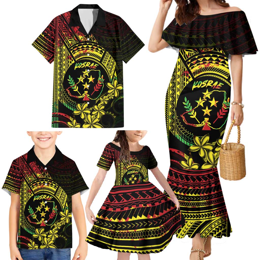 Reggae Kosrae Liberation Day Family Matching Mermaid Dress and Hawaiian Shirt September 8 Polynesian Tattoo LT14 - Polynesian Pride