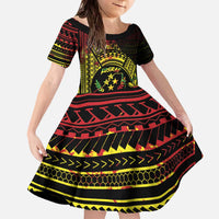 Reggae Kosrae Liberation Day Family Matching Off The Shoulder Long Sleeve Dress and Hawaiian Shirt September 8 Polynesian Tattoo LT14 Daughter's Dress Reggae - Polynesian Pride