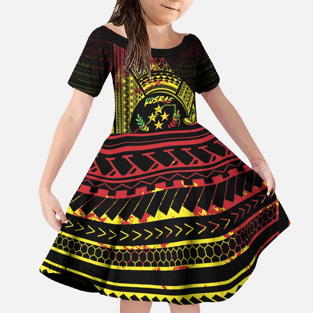 Reggae Kosrae Liberation Day Family Matching Off Shoulder Maxi Dress and Hawaiian Shirt September 8 Polynesian Tattoo - Polynesian Pride