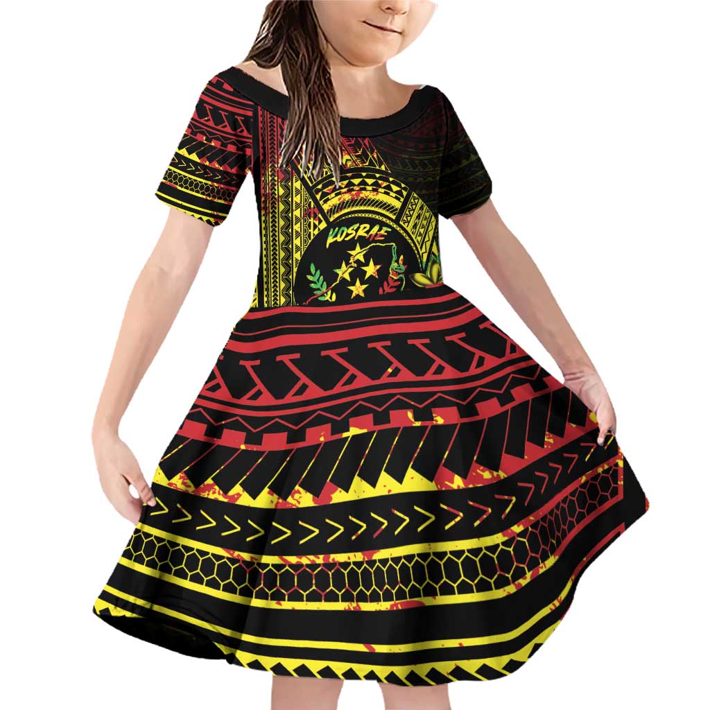 Reggae Kosrae Liberation Day Family Matching Off Shoulder Short Dress and Hawaiian Shirt September 8 Polynesian Tattoo - Polynesian Pride