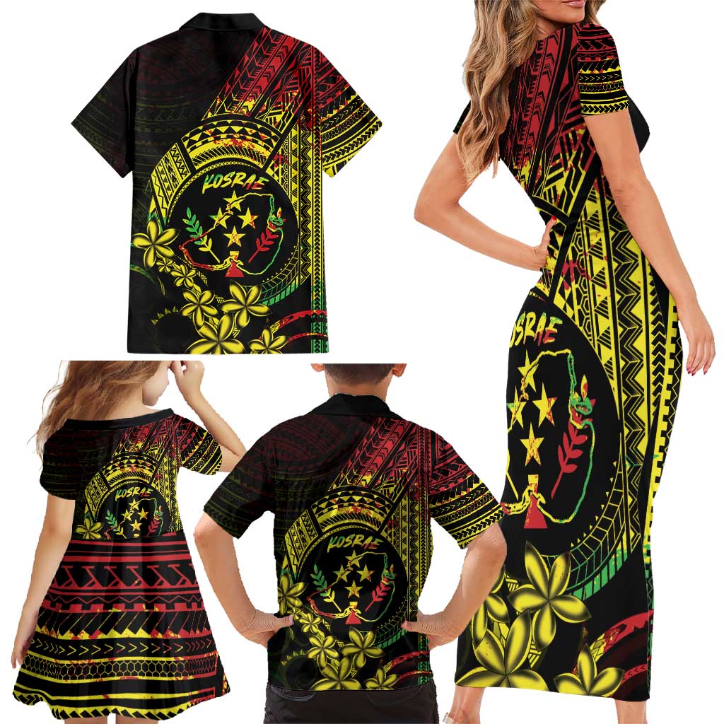 Reggae Kosrae Liberation Day Family Matching Short Sleeve Bodycon Dress and Hawaiian Shirt September 8 Polynesian Tattoo LT14 - Polynesian Pride