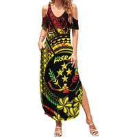 Reggae Kosrae Liberation Day Family Matching Summer Maxi Dress and Hawaiian Shirt September 8 Polynesian Tattoo - Polynesian Pride