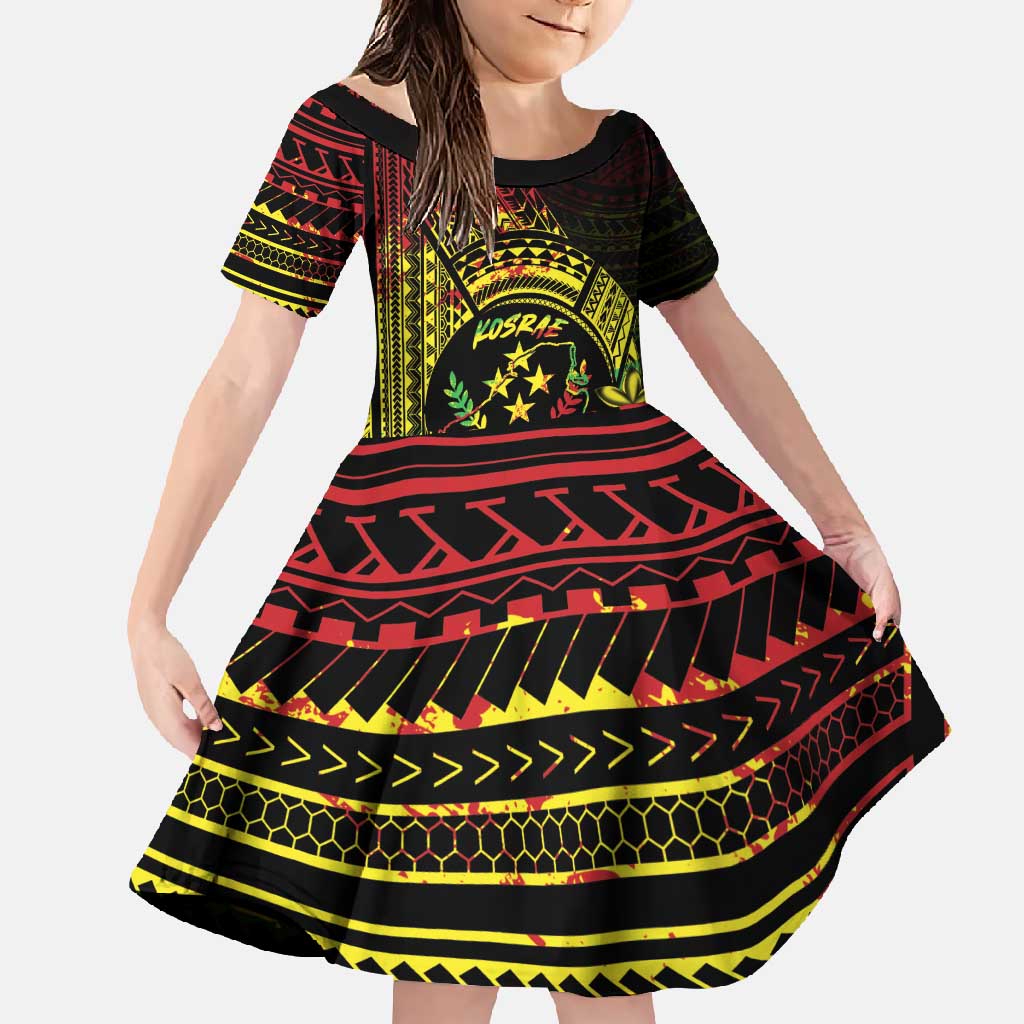 Reggae Kosrae Liberation Day Family Matching Tank Maxi Dress and Hawaiian Shirt September 8 Polynesian Tattoo LT14 Daughter's Dress Reggae - Polynesian Pride