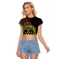 Reggae Kosrae Liberation Day Raglan Cropped T Shirt September 8 Polynesian Tattoo - Polynesian Pride