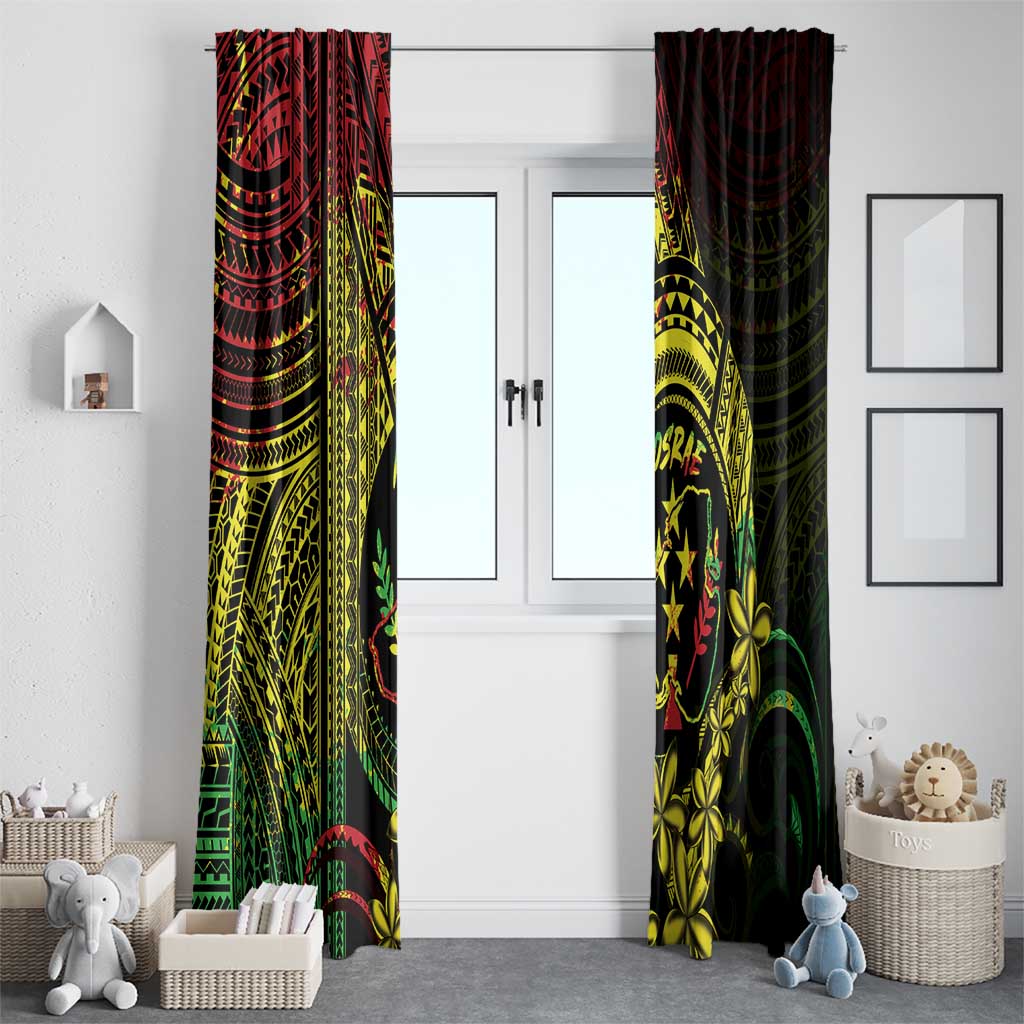 Reggae Kosrae Liberation Day Window Curtain September 8 Polynesian Tattoo - Polynesian Pride