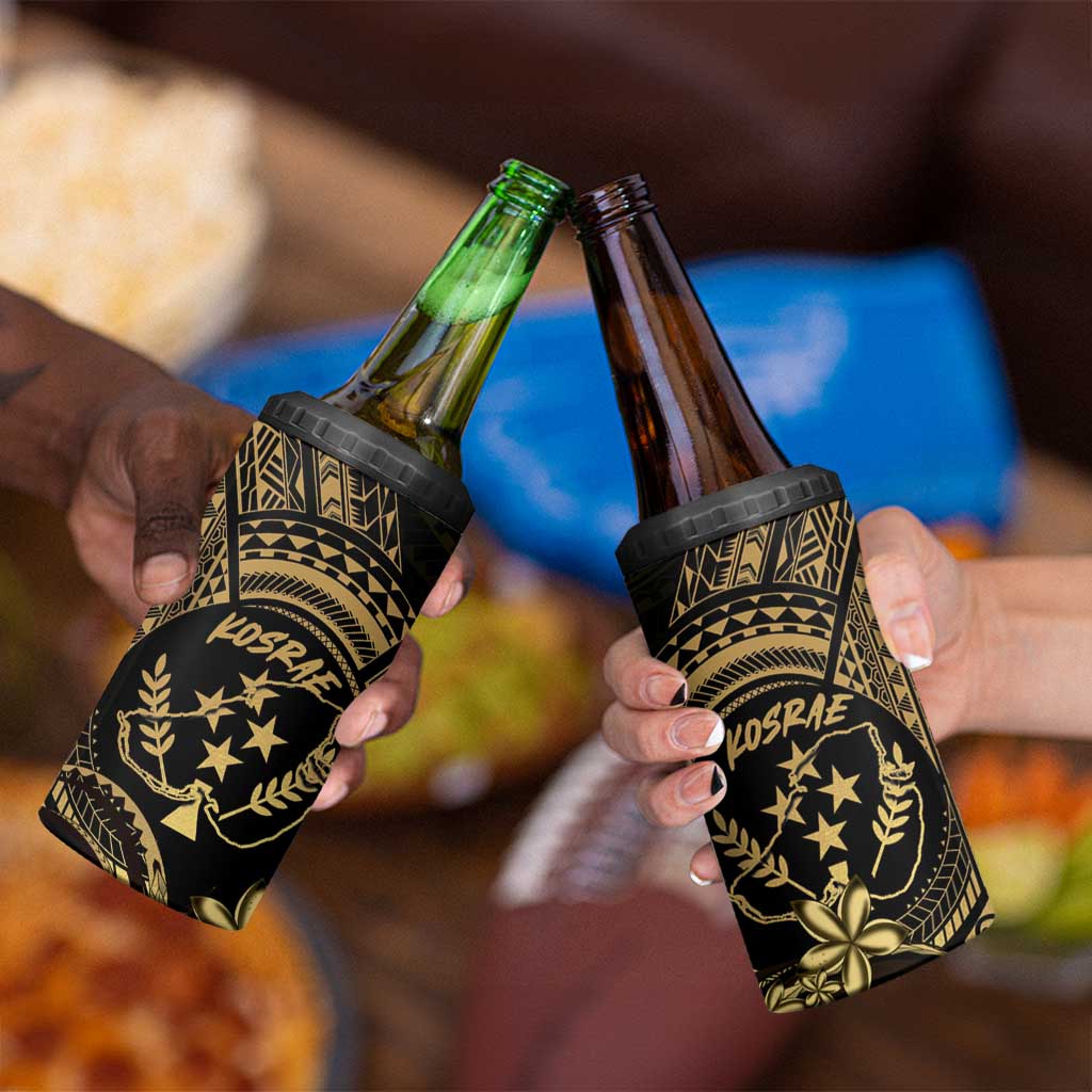 Gold Kosrae Liberation Day 4 in 1 Can Cooler Tumbler September 8 Polynesian Tattoo - Polynesian Pride
