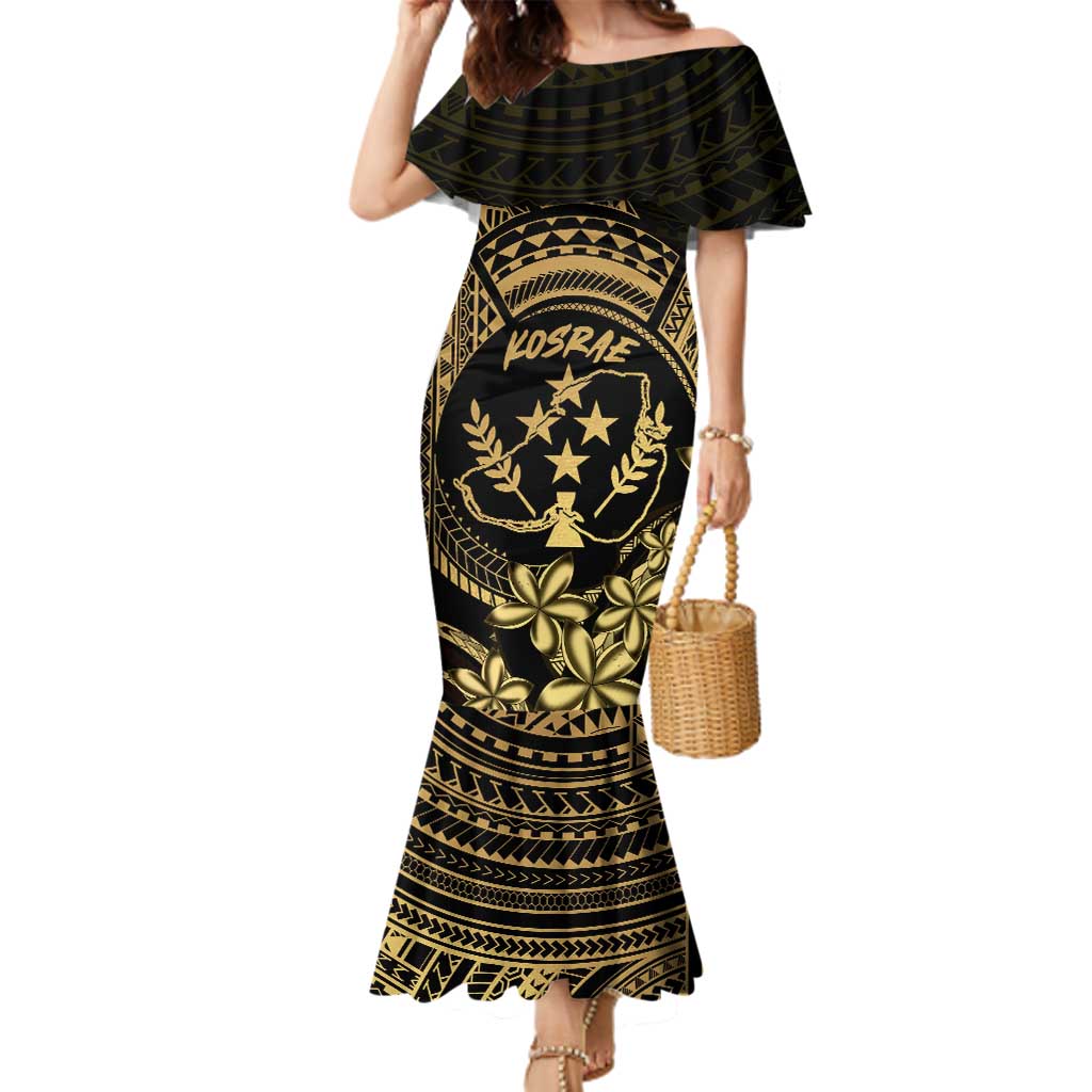 Gold Kosrae Liberation Day Family Matching Mermaid Dress and Hawaiian Shirt September 8 Polynesian Tattoo LT14 Mom's Dress Gold - Polynesian Pride