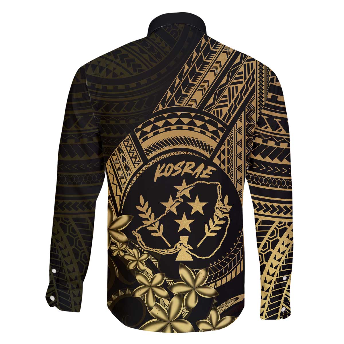 Gold Kosrae Liberation Day Family Matching Off The Shoulder Long Sleeve Dress and Hawaiian Shirt September 8 Polynesian Tattoo LT14 - Polynesian Pride