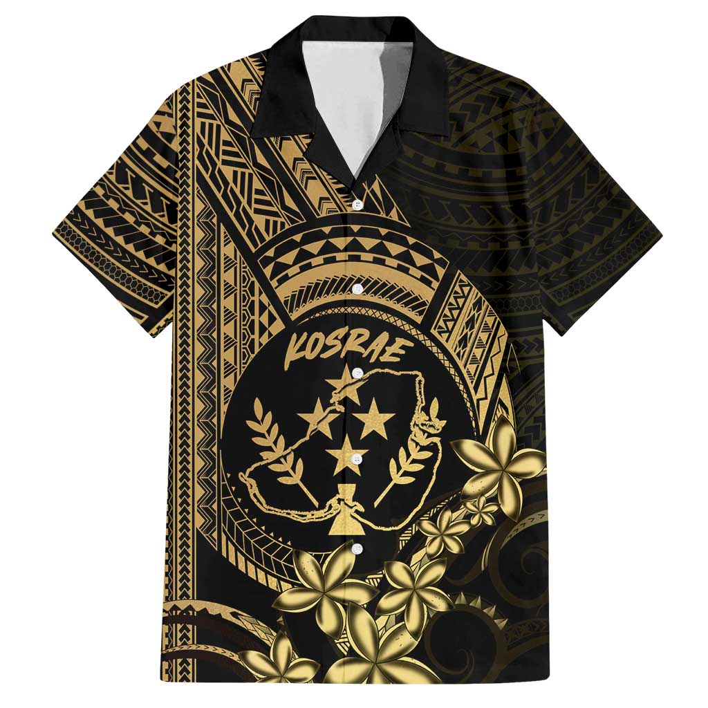 Gold Kosrae Liberation Day Family Matching Off Shoulder Maxi Dress and Hawaiian Shirt September 8 Polynesian Tattoo LT14 Dad's Shirt - Short Sleeve Gold - Polynesian Pride