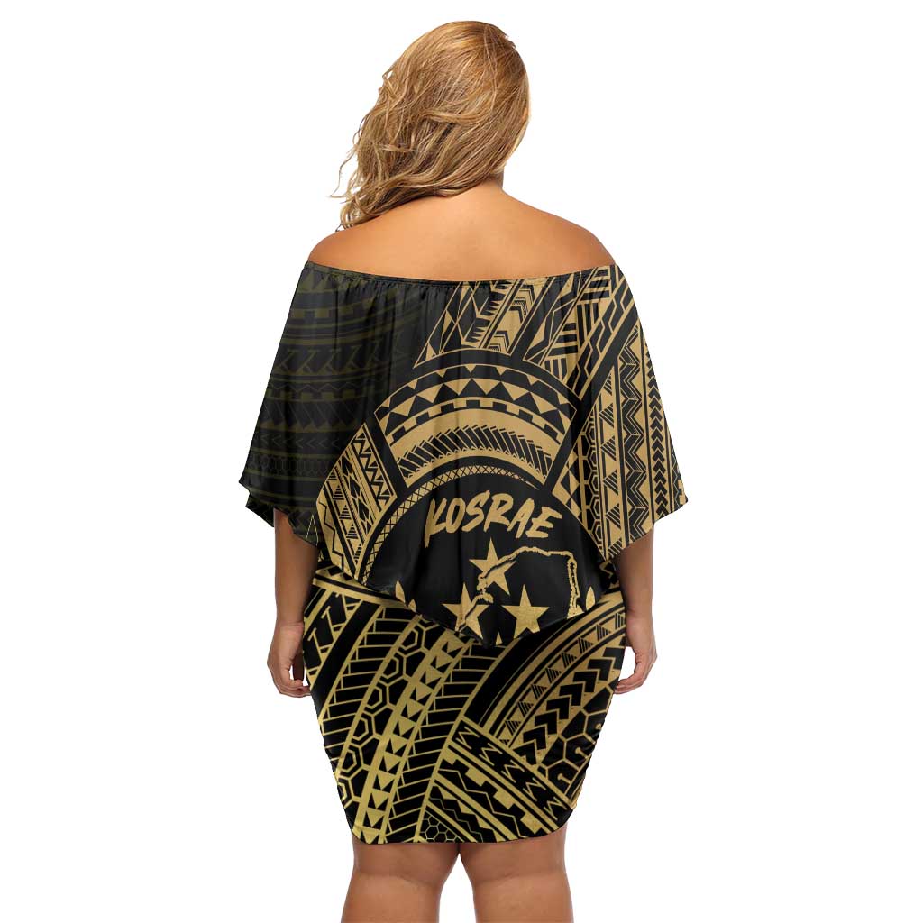 Gold Kosrae Liberation Day Family Matching Off Shoulder Short Dress and Hawaiian Shirt September 8 Polynesian Tattoo LT14 - Polynesian Pride