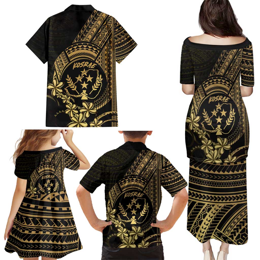 Gold Kosrae Liberation Day Family Matching Puletasi and Hawaiian Shirt September 8 Polynesian Tattoo - Polynesian Pride