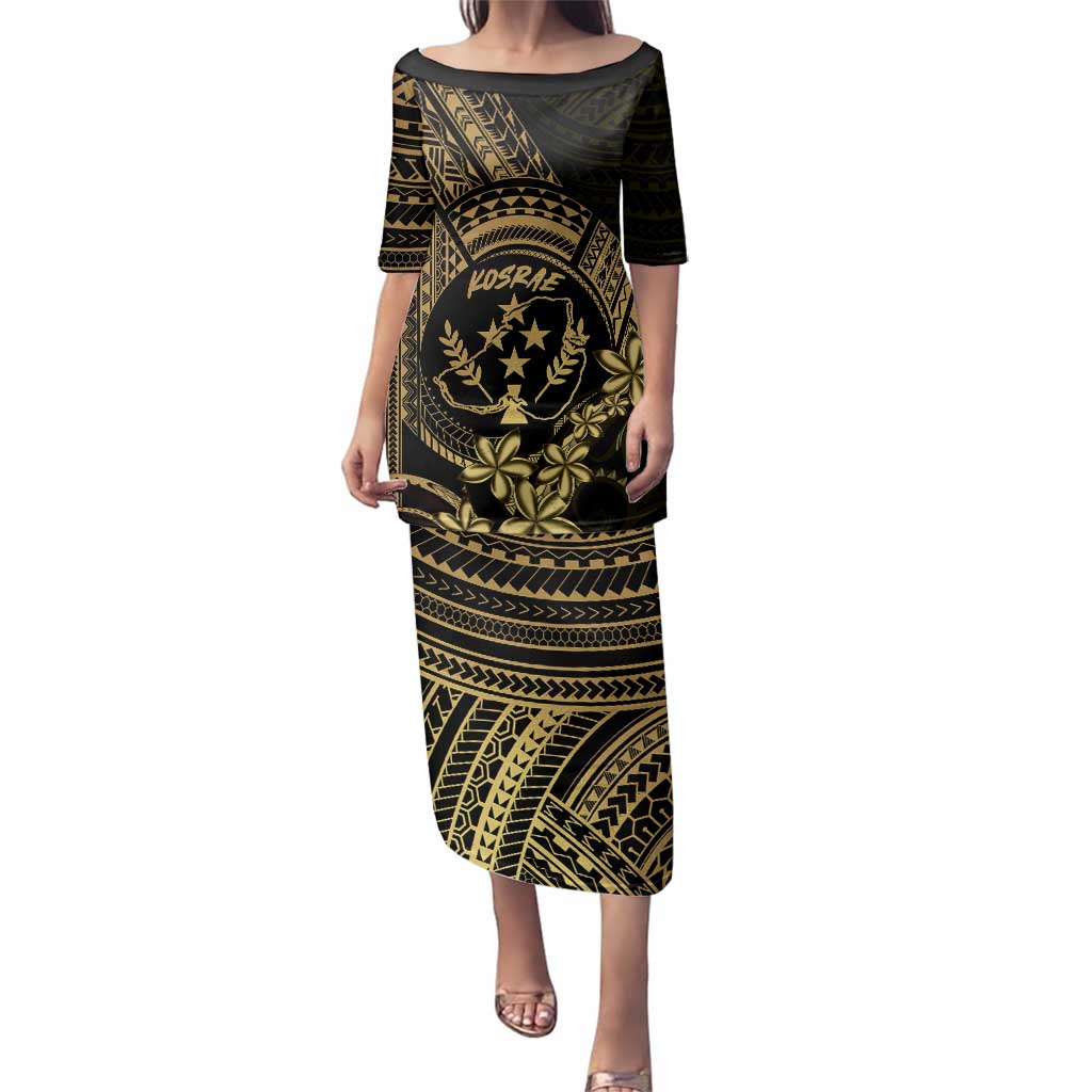 Gold Kosrae Liberation Day Family Matching Puletasi and Hawaiian Shirt September 8 Polynesian Tattoo - Polynesian Pride
