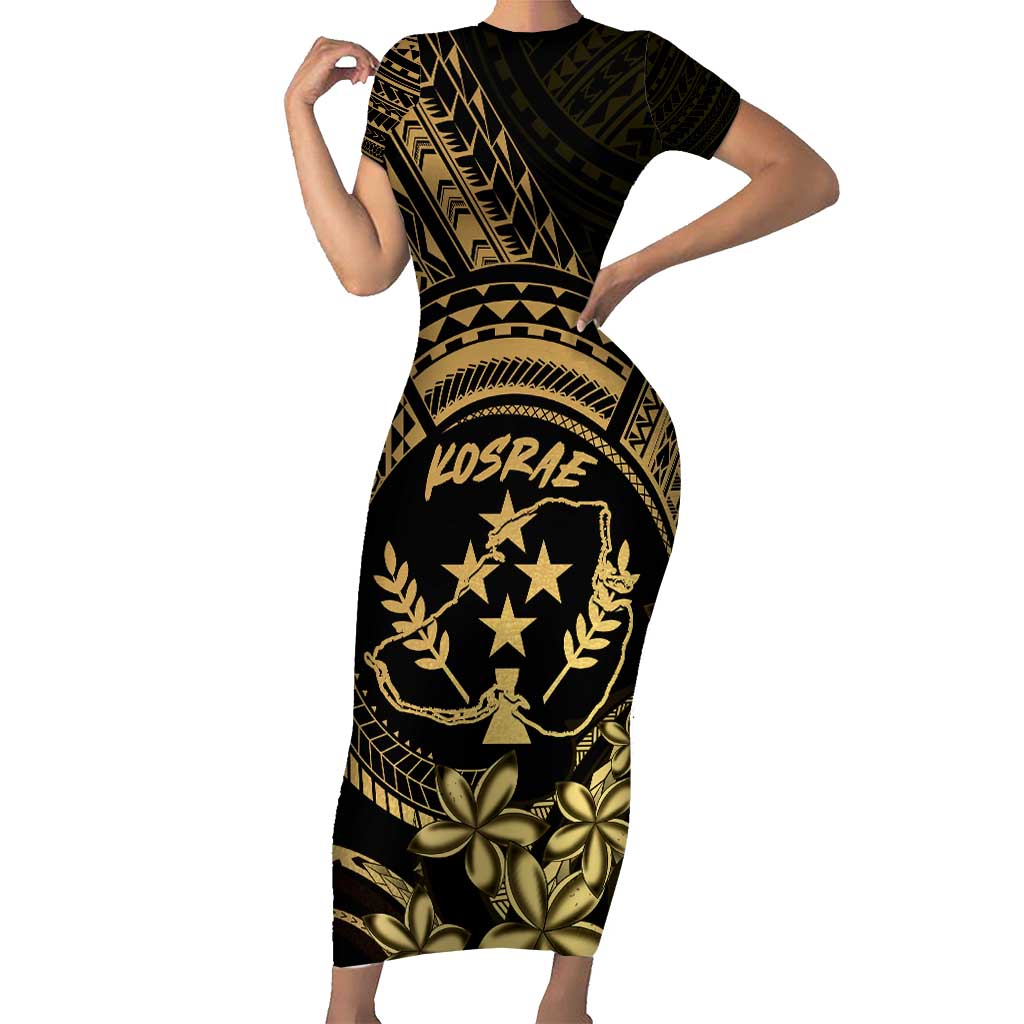 Gold Kosrae Liberation Day Family Matching Short Sleeve Bodycon Dress and Hawaiian Shirt September 8 Polynesian Tattoo LT14 Mom's Dress Gold - Polynesian Pride