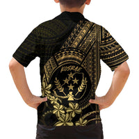 Gold Kosrae Liberation Day Family Matching Summer Maxi Dress and Hawaiian Shirt September 8 Polynesian Tattoo LT14 - Polynesian Pride