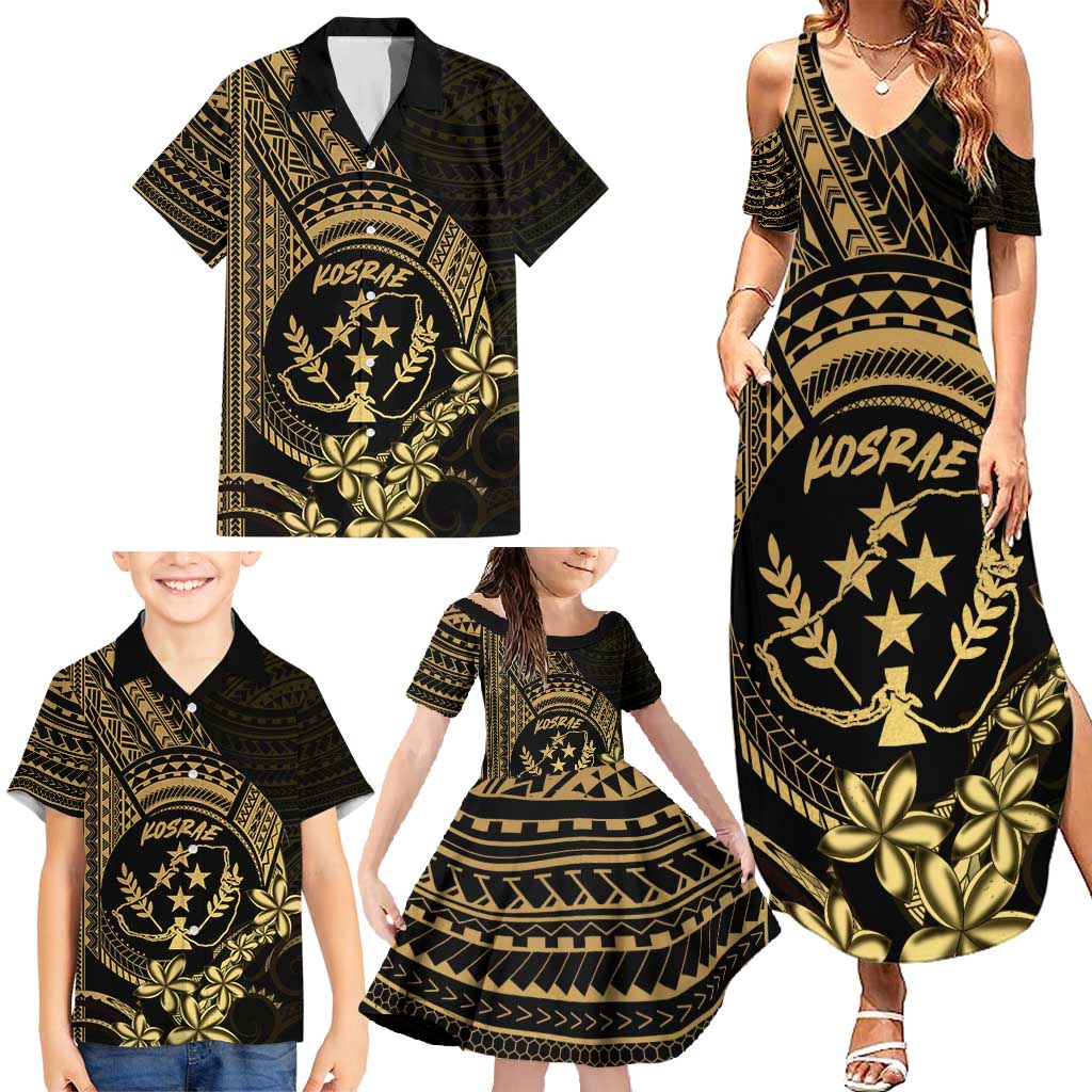 Gold Kosrae Liberation Day Family Matching Summer Maxi Dress and Hawaiian Shirt September 8 Polynesian Tattoo LT14 - Polynesian Pride