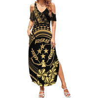 Gold Kosrae Liberation Day Family Matching Summer Maxi Dress and Hawaiian Shirt September 8 Polynesian Tattoo LT14 Mom's Dress Gold - Polynesian Pride