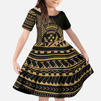 Gold Kosrae Liberation Day Family Matching Tank Maxi Dress and Hawaiian Shirt September 8 Polynesian Tattoo LT14 Daughter's Dress Gold - Polynesian Pride