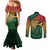 Personalised Long Live Vanuatu Independence Day Couples Matching Mermaid Dress and Long Sleeve Button Shirt 45th Anniversary Woven Pattern - Polynesian Pride