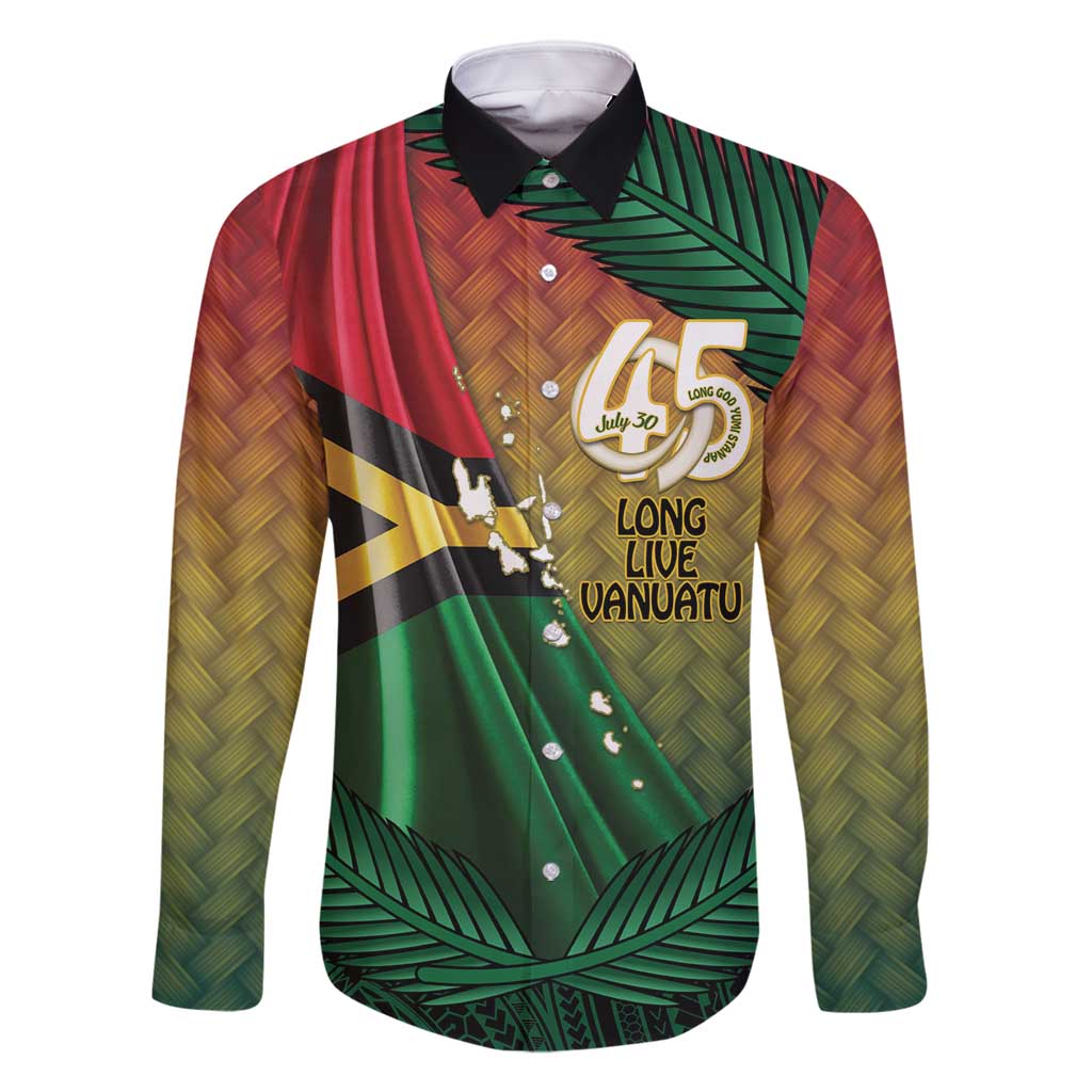 Personalised Long Live Vanuatu Independence Day Family Matching Mermaid Dress and Hawaiian Shirt 45th Anniversary Woven Pattern - Polynesian Pride