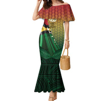 Personalised Long Live Vanuatu Independence Day Family Matching Mermaid Dress and Hawaiian Shirt 45th Anniversary Woven Pattern - Polynesian Pride