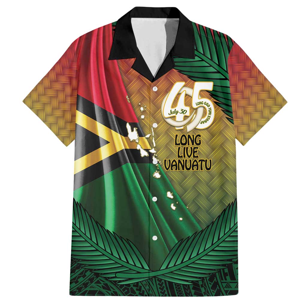 Personalised Long Live Vanuatu Independence Day Family Matching Puletasi and Hawaiian Shirt 45th Anniversary Woven Pattern - Polynesian Pride