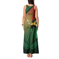 Personalised Long Live Vanuatu Independence Day Tank Maxi Dress 45th Anniversary Woven Pattern - Polynesian Pride