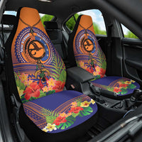 PNG New Ireland Province Car Seat Cover Niu Ailan Necklace Polynesian Tattoo LT14 One Size Orange - Polynesian Pride