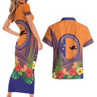 PNG New Ireland Province Couples Matching Short Sleeve Bodycon Dress and Hawaiian Shirt Niu Ailan Necklace Polynesian Tattoo LT14 - Polynesian Pride