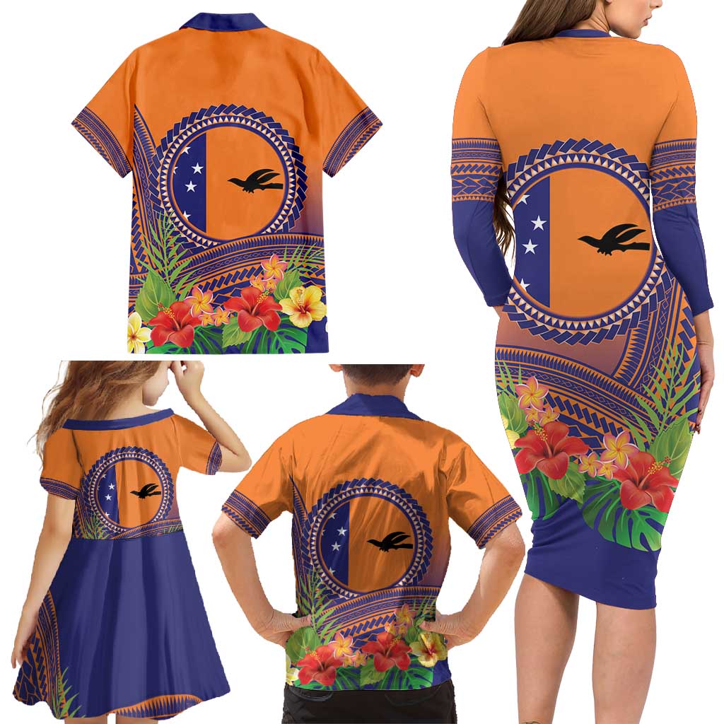 PNG New Ireland Province Family Matching Long Sleeve Bodycon Dress and Hawaiian Shirt Niu Ailan Necklace Polynesian Tattoo LT14 - Polynesian Pride