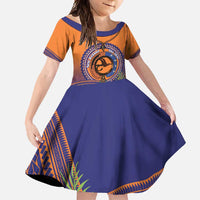 PNG New Ireland Province Family Matching Mermaid Dress and Hawaiian Shirt Niu Ailan Necklace Polynesian Tattoo LT14 Daughter's Dress Orange - Polynesian Pride