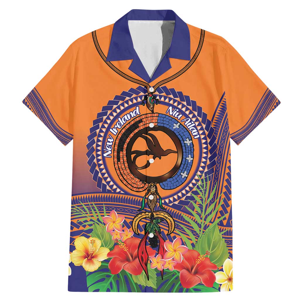 PNG New Ireland Province Family Matching Mermaid Dress and Hawaiian Shirt Niu Ailan Necklace Polynesian Tattoo LT14 Dad's Shirt - Short Sleeve Orange - Polynesian Pride