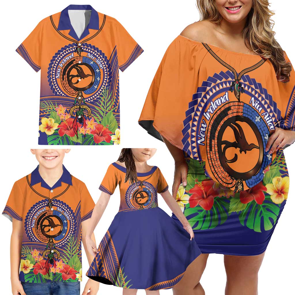 PNG New Ireland Province Family Matching Off Shoulder Short Dress and Hawaiian Shirt Niu Ailan Necklace Polynesian Tattoo LT14 - Polynesian Pride