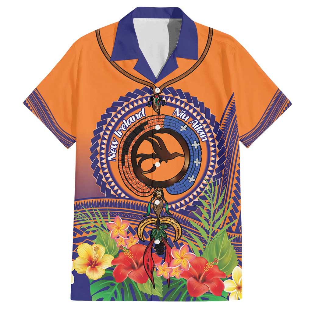 PNG New Ireland Province Family Matching Off Shoulder Short Dress and Hawaiian Shirt Niu Ailan Necklace Polynesian Tattoo LT14 Dad's Shirt - Short Sleeve Orange - Polynesian Pride