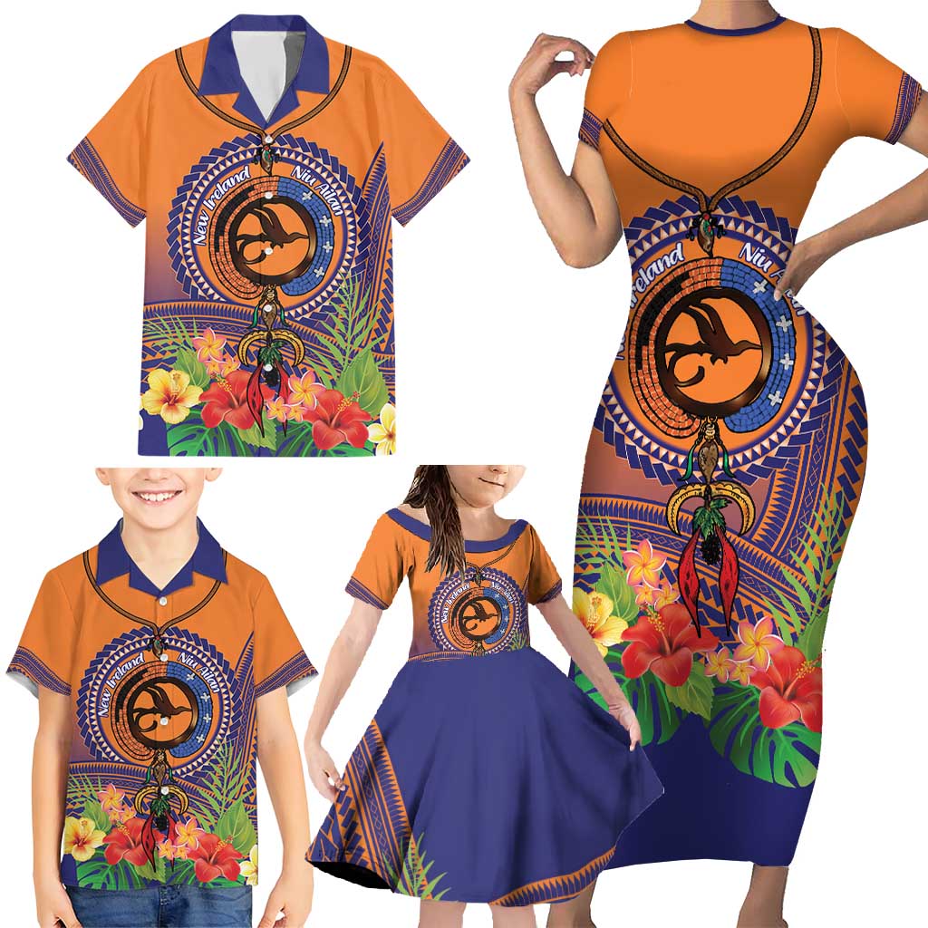 PNG New Ireland Province Family Matching Short Sleeve Bodycon Dress and Hawaiian Shirt Niu Ailan Necklace Polynesian Tattoo LT14 - Polynesian Pride