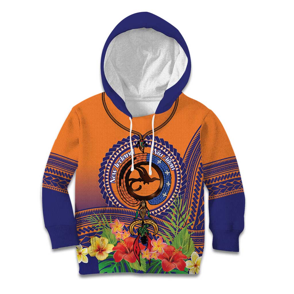 PNG New Ireland Province Kid Hoodie Niu Ailan Necklace Polynesian Tattoo LT14 Hoodie Orange - Polynesian Pride