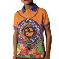PNG New Ireland Province Kid Polo Shirt Niu Ailan Necklace Polynesian Tattoo LT14 Kid Orange - Polynesian Pride