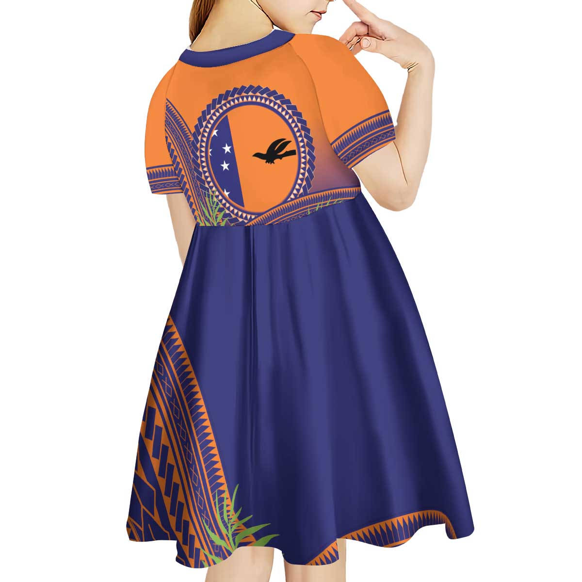 PNG New Ireland Province Kid Short Sleeve Dress Niu Ailan Necklace Polynesian Tattoo LT14 - Polynesian Pride