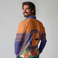 PNG New Ireland Province Long Sleeve Polo Shirt Niu Ailan Necklace Polynesian Tattoo LT14 - Polynesian Pride